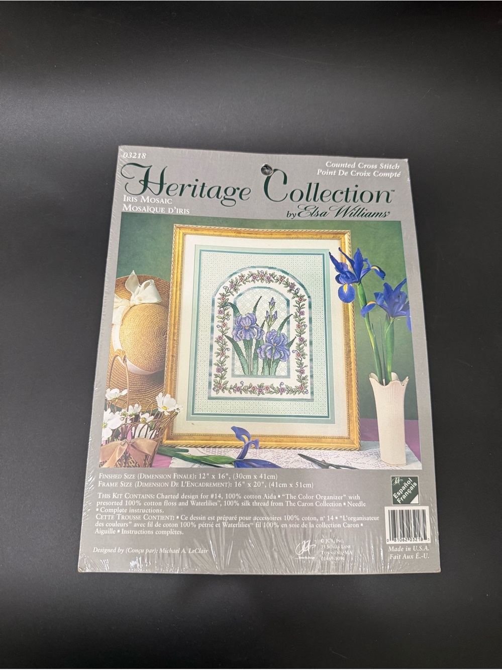 Vintage JCA Heritage Collection Elsa Williams Iris Mosaic Cross Stitch Kit